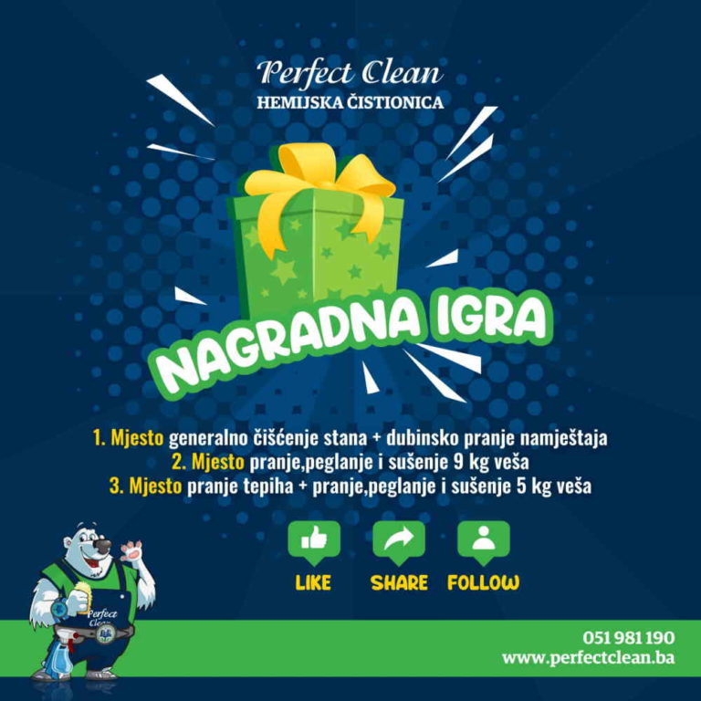 Poziv na nagradnu igru Hemijske čistionice Perfect Clean Banjaluka