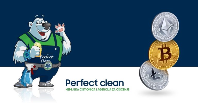 Maskota mede, zaštitnog znaka Agencije za čišćenje i Hemijske čistionice Perfect Clean i simboli najpoznatijih kriptovaluta